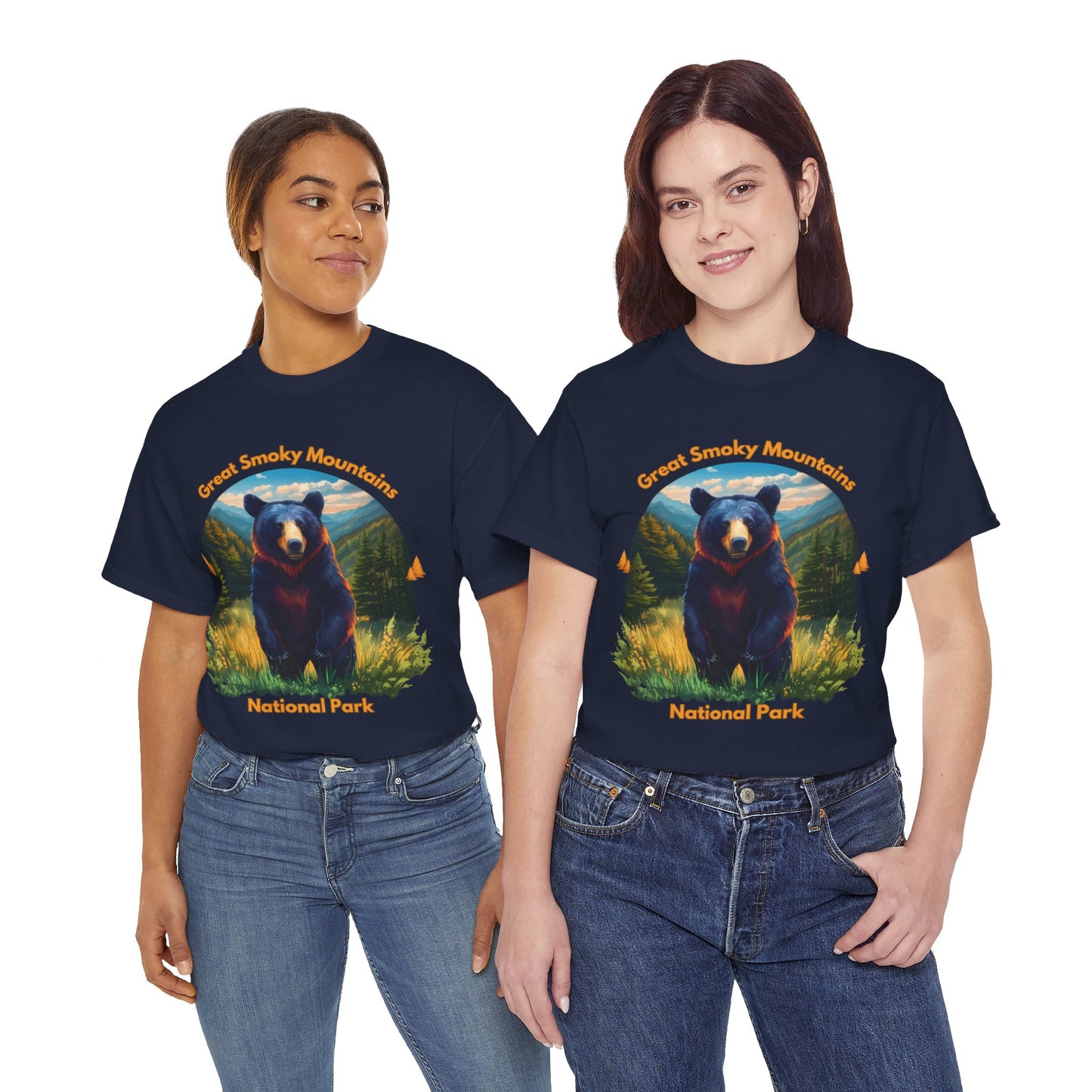 Great Smoky Mountains National Park Standing Black Bear Unisex Heavy Cotton Tee