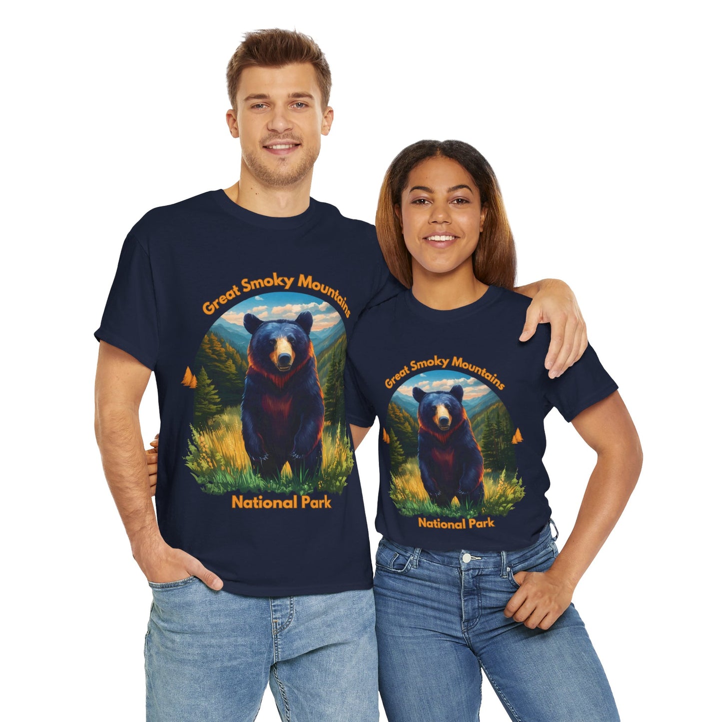 Great Smoky Mountains National Park Standing Black Bear Unisex Heavy Cotton Tee