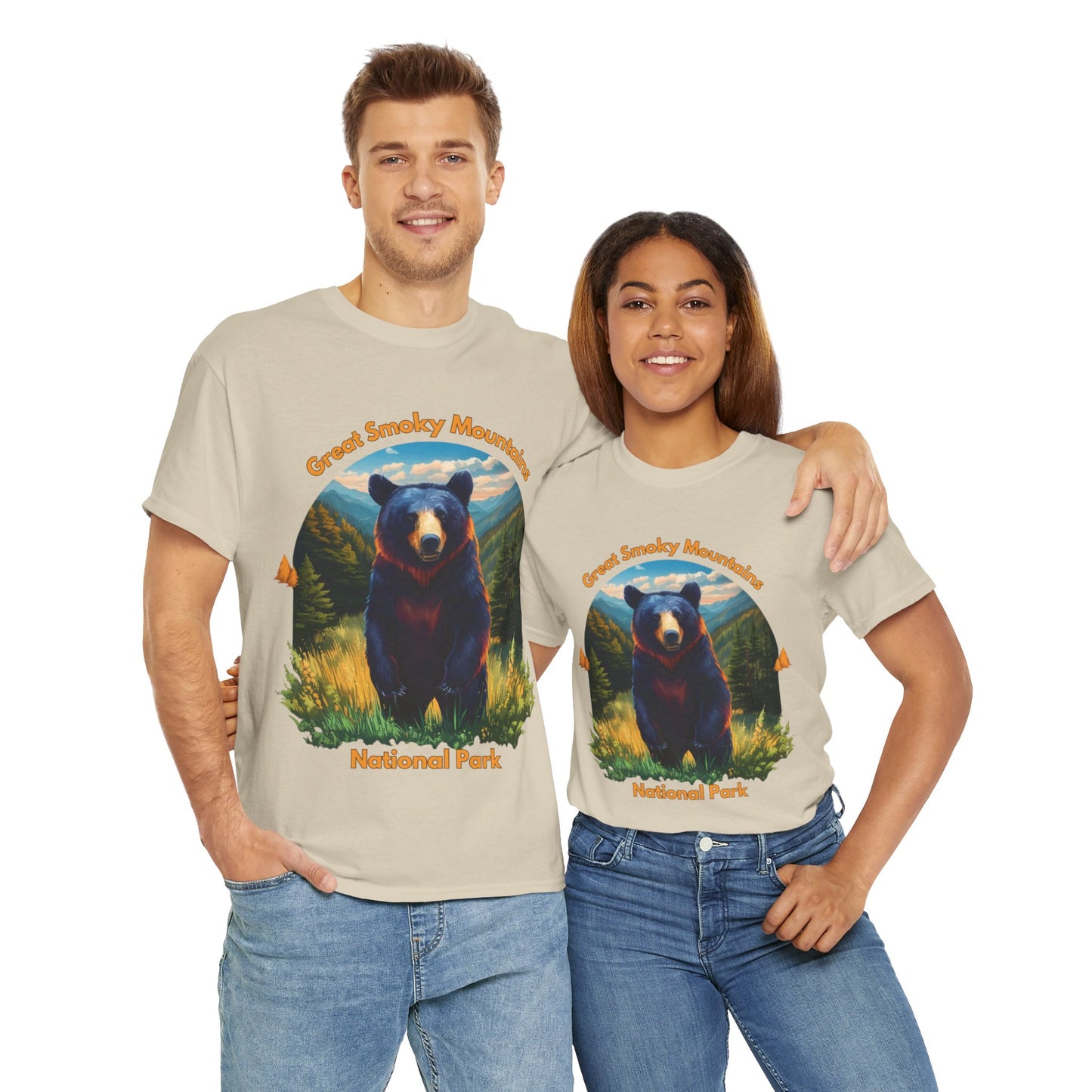 Great Smoky Mountains National Park Standing Black Bear Unisex Heavy Cotton Tee