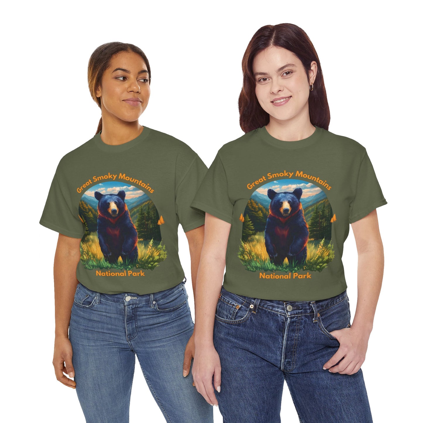 Great Smoky Mountains National Park Standing Black Bear Unisex Heavy Cotton Tee