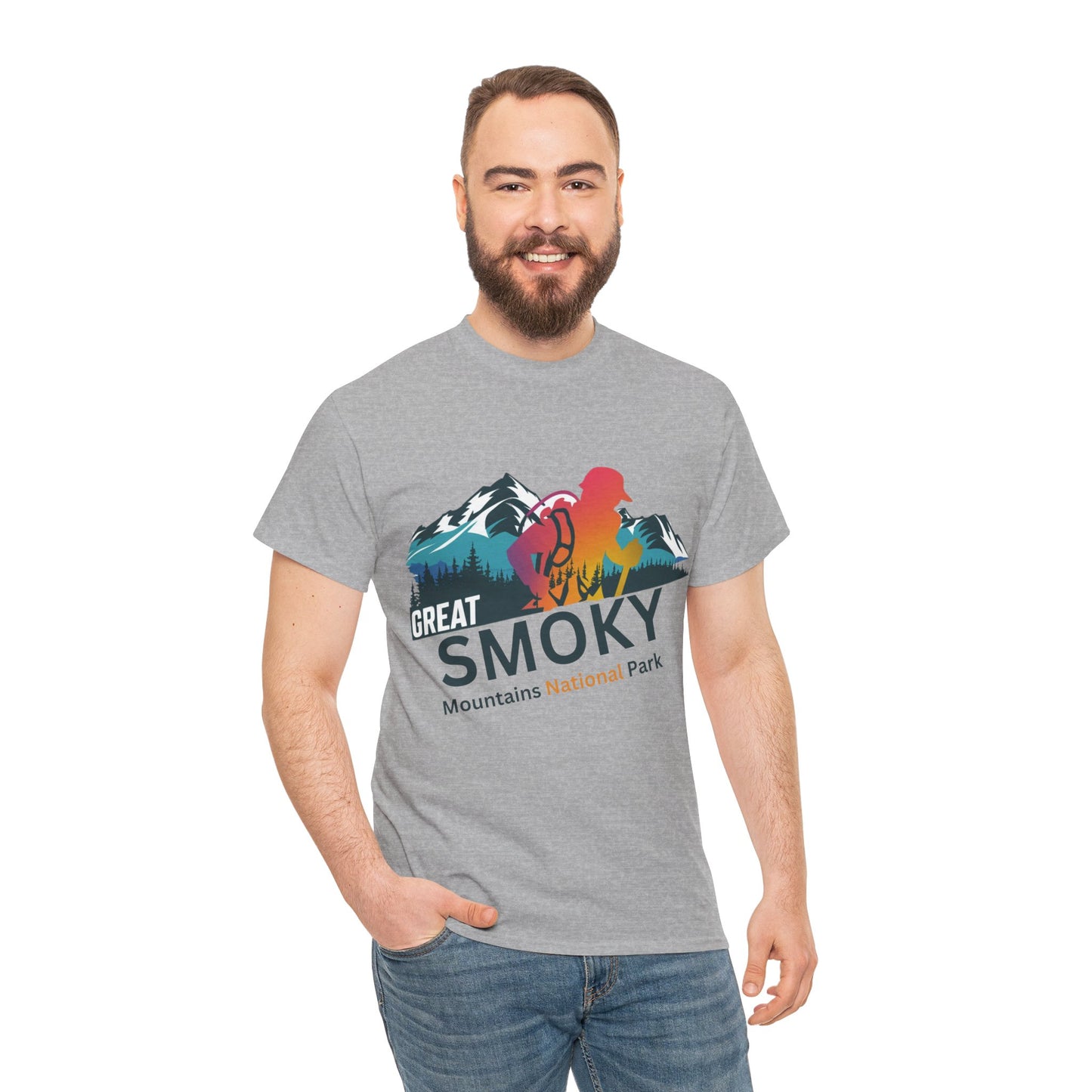 Great Smoky Mountains National Park Hiker Unisex Heavy Cotton Tee