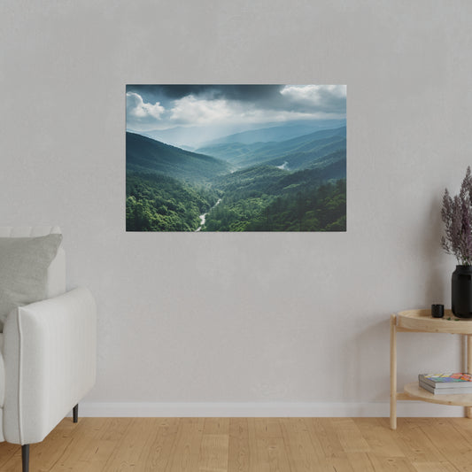 Great Smoky Mountains National Park Aerial View with Creek Matte Canvas, Stretched, 0.75"