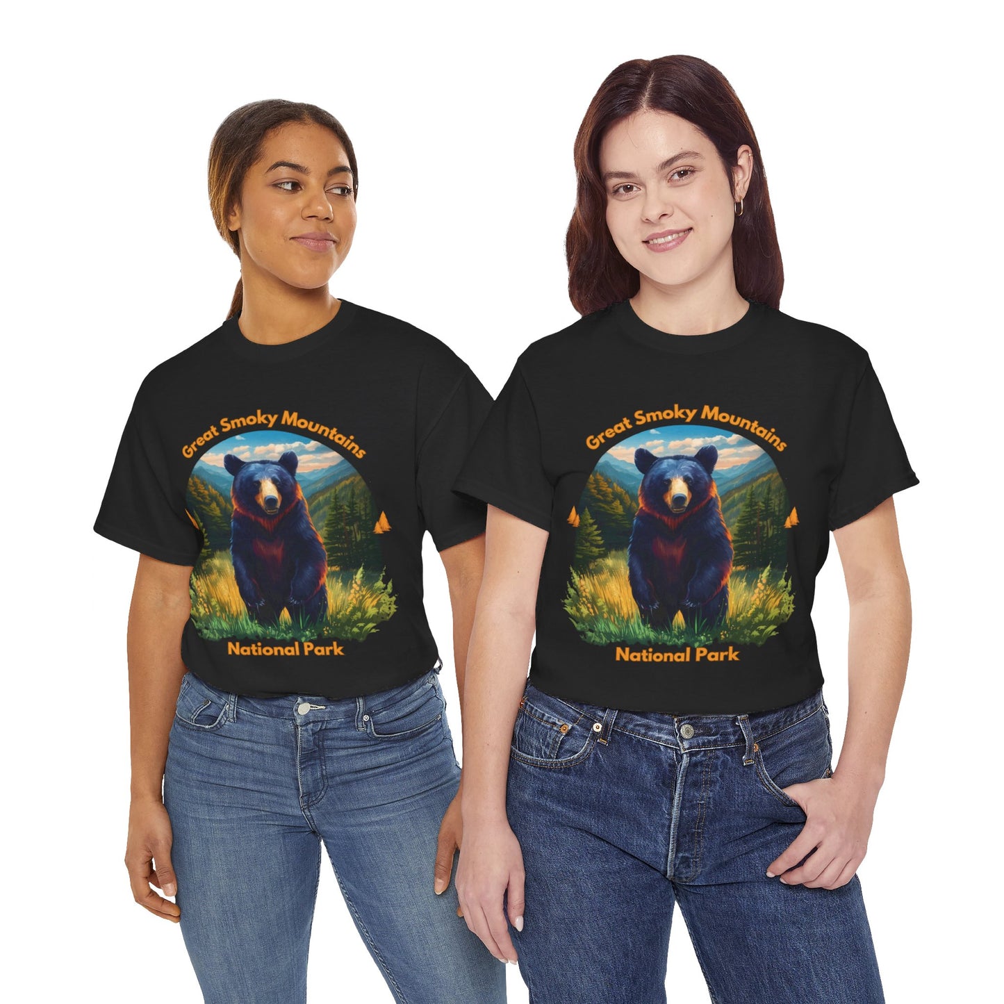 Great Smoky Mountains National Park Standing Black Bear Unisex Heavy Cotton Tee