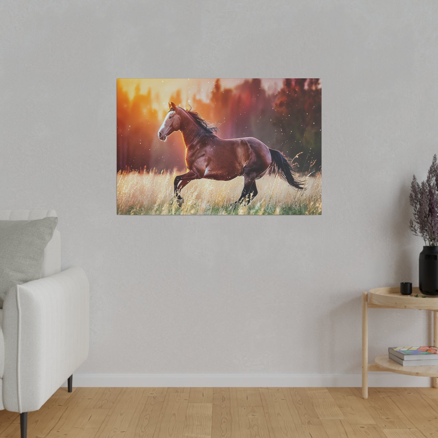 Great Smoky Mountains National Parks Horse Running through Field Matte Canvas, Stretched, 0.75"