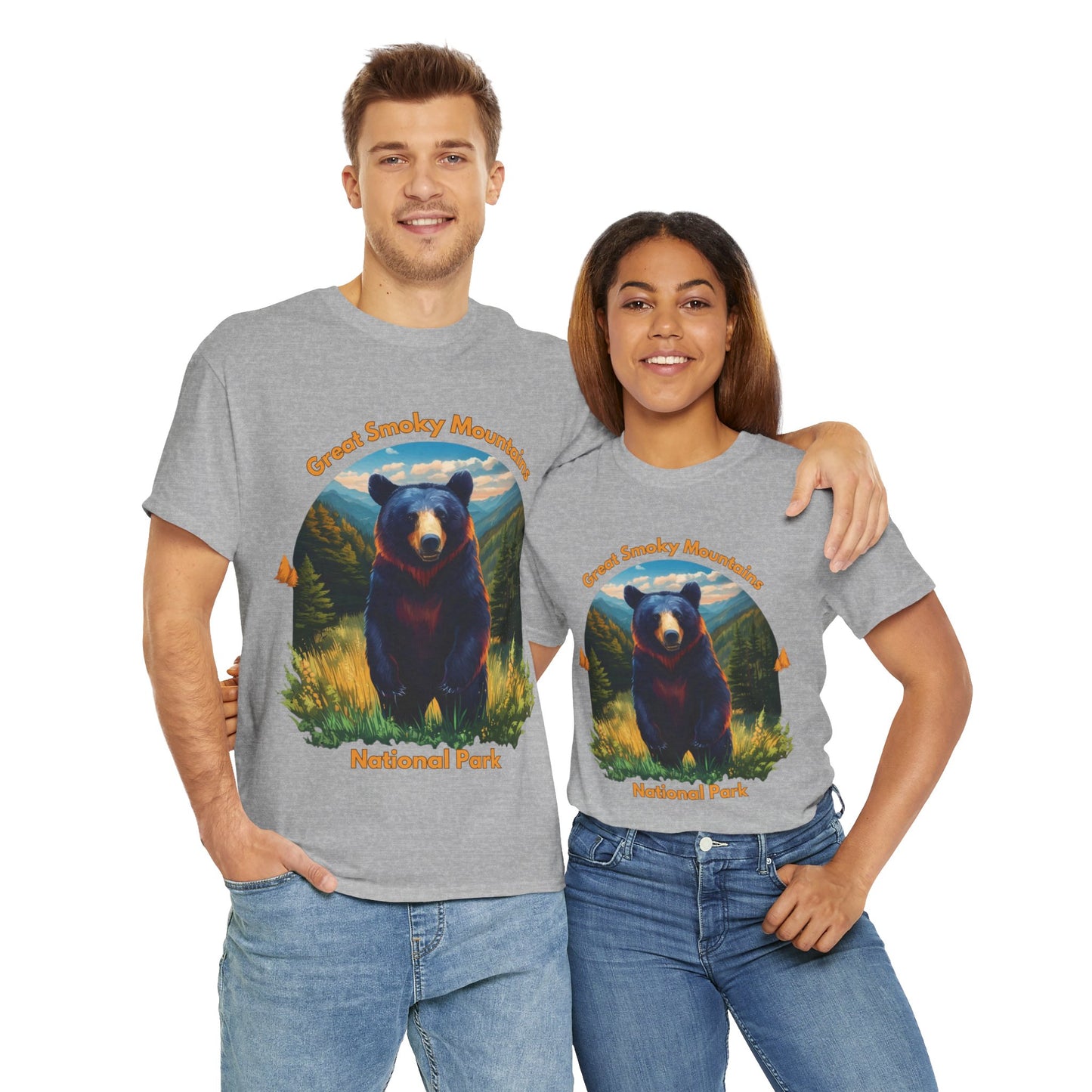 Great Smoky Mountains National Park Standing Black Bear Unisex Heavy Cotton Tee