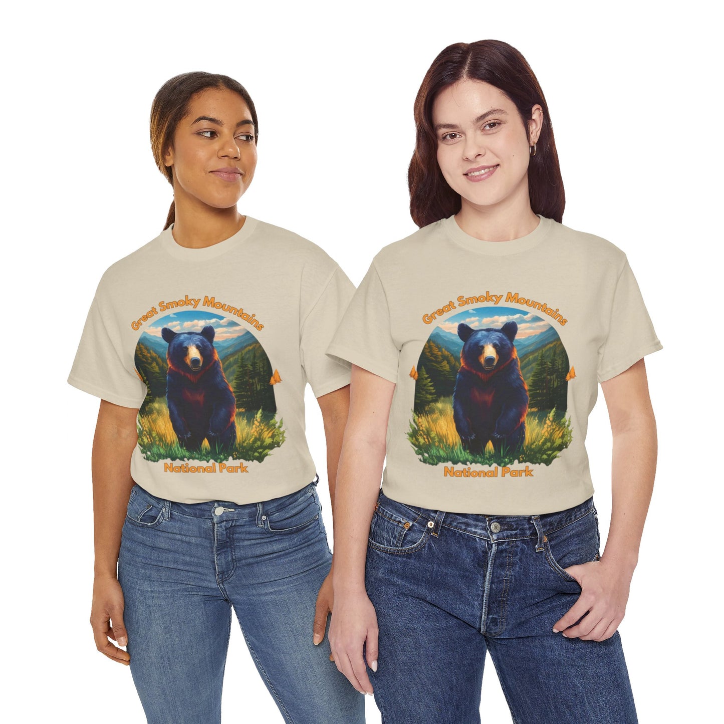 Great Smoky Mountains National Park Standing Black Bear Unisex Heavy Cotton Tee