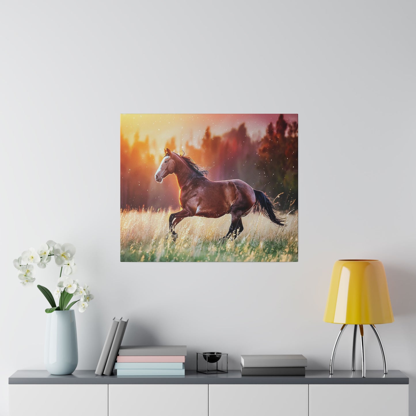 Great Smoky Mountains National Parks Horse Running through Field Matte Canvas, Stretched, 0.75"