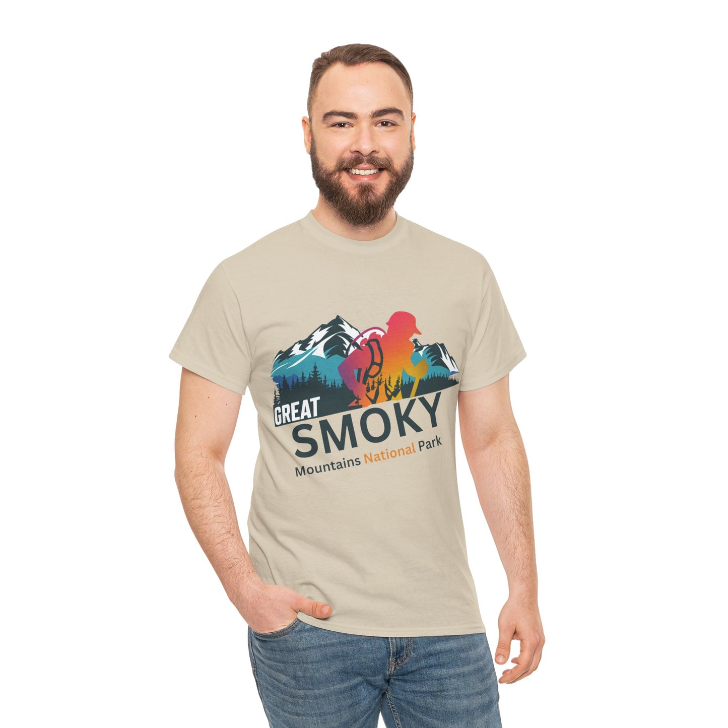 Great Smoky Mountains National Park Hiker Unisex Heavy Cotton Tee