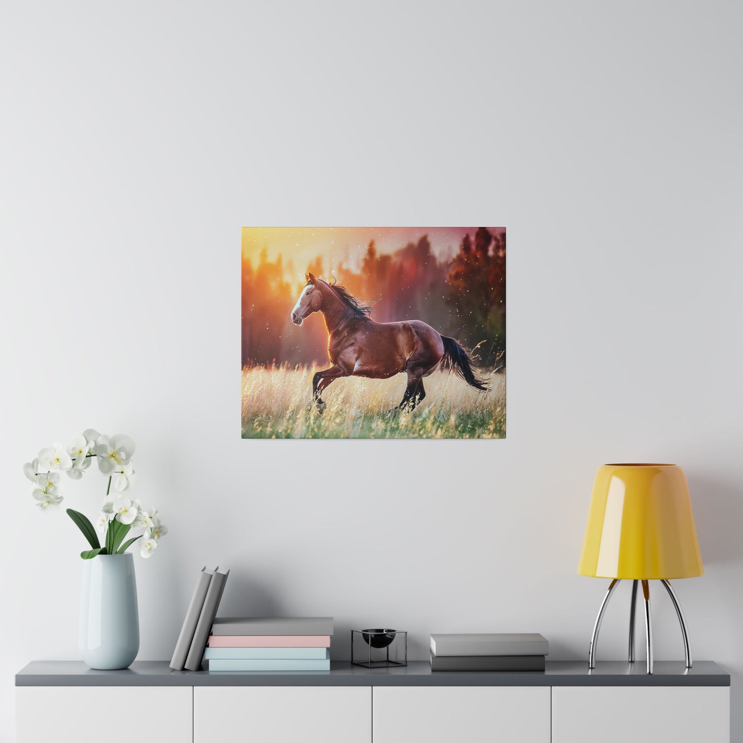 Great Smoky Mountains National Parks Horse Running through Field Matte Canvas, Stretched, 0.75"