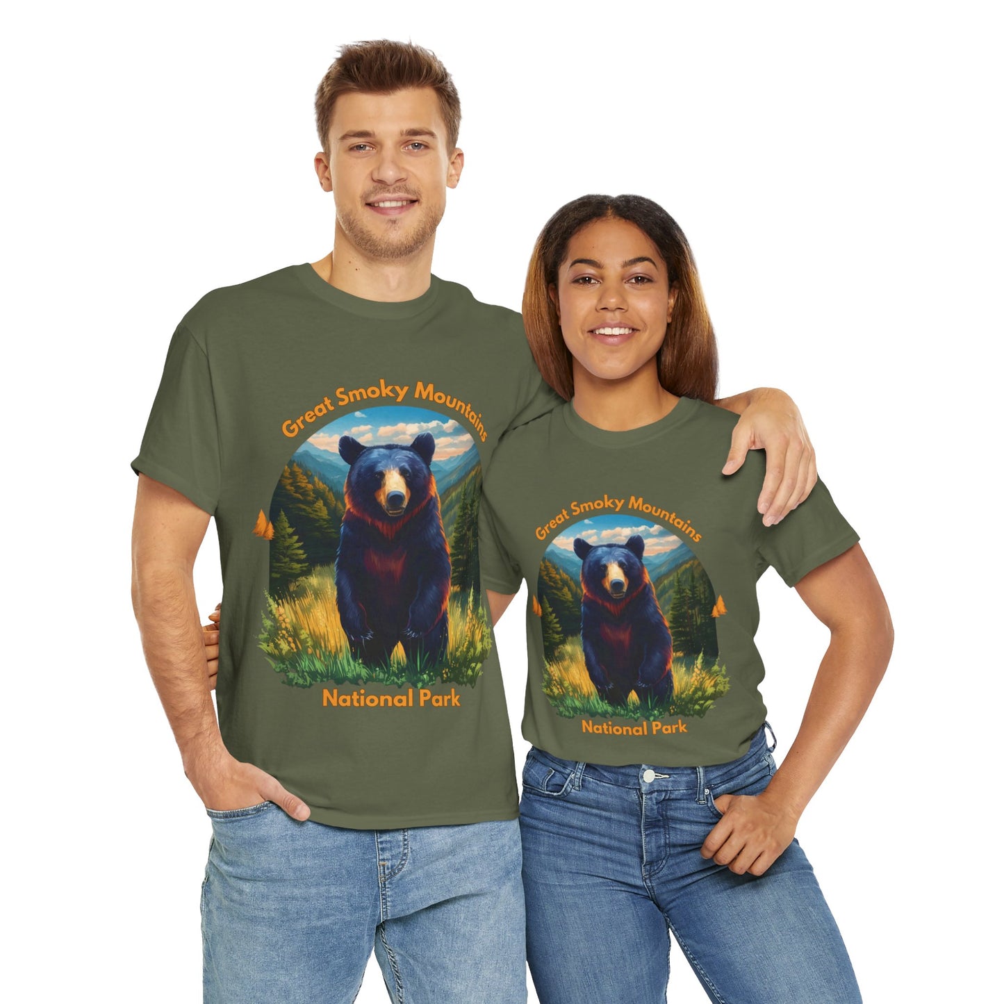 Great Smoky Mountains National Park Standing Black Bear Unisex Heavy Cotton Tee