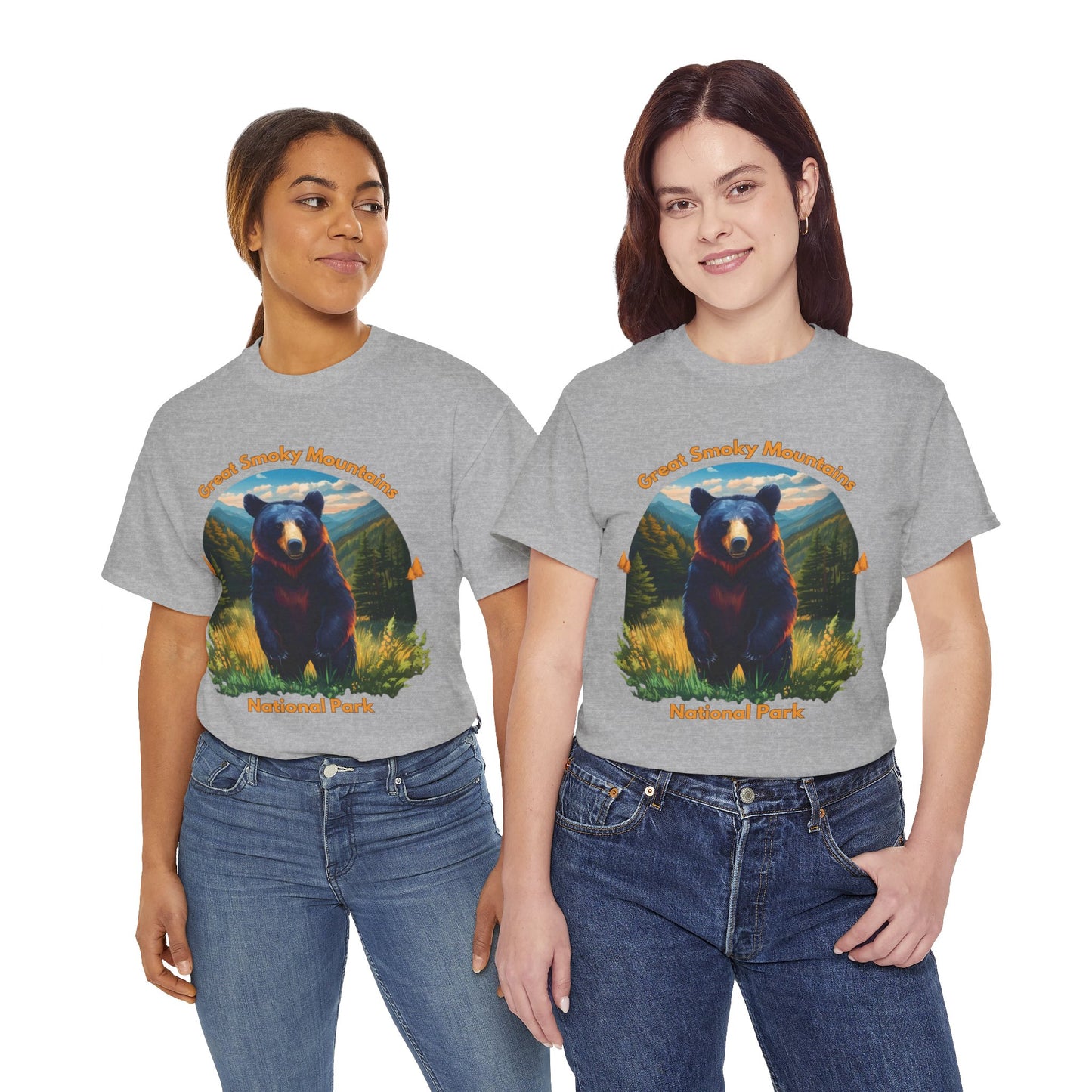 Great Smoky Mountains National Park Standing Black Bear Unisex Heavy Cotton Tee