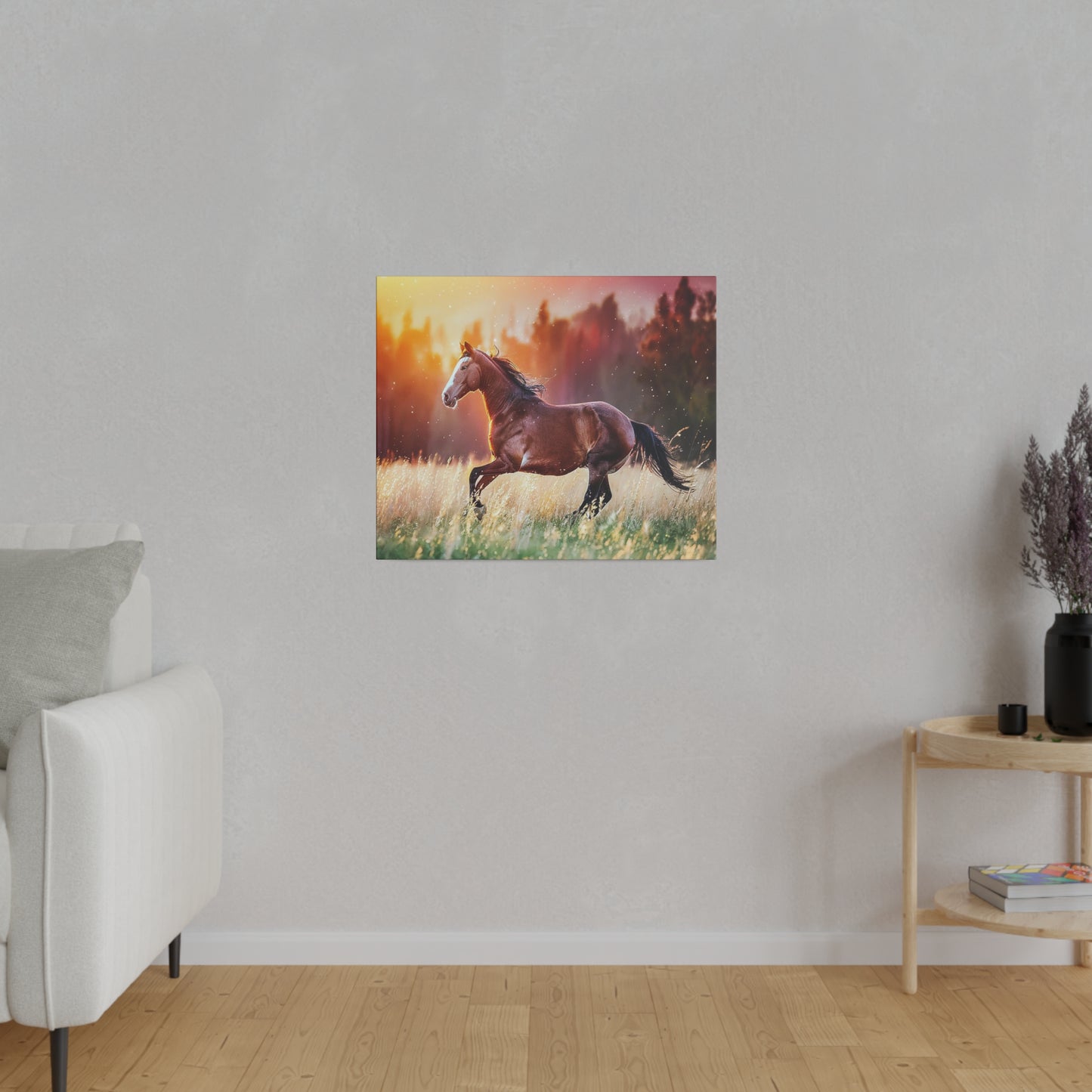 Great Smoky Mountains National Parks Horse Running through Field Matte Canvas, Stretched, 0.75"